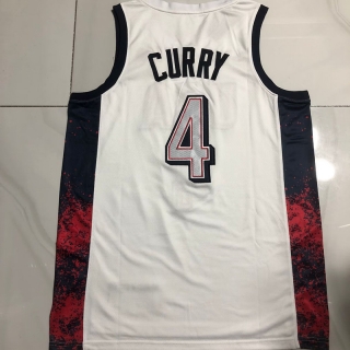 Golden State Warriors #4 Curry USA 2024 Olympics Authentic White Jersey 125436