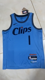Los Angeles Clippers #1 Harden 24-25 NBA City Blue Heat Pressed Jersey 125452