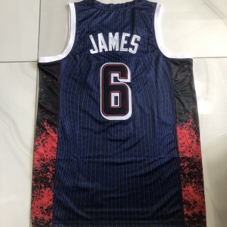 Los Angeles Lakers #6 James USA 2024 Olympics Authentic Blue Jersey 125468