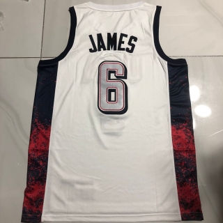 Los Angeles Lakers #6 James USA 2024 Olympics Authentic White Jersey 125469