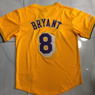 Los Angeles Lakers #8 Kobe Bryant NBA Authentic Yellow Sleeve Jersey (XS-XXL) 125482