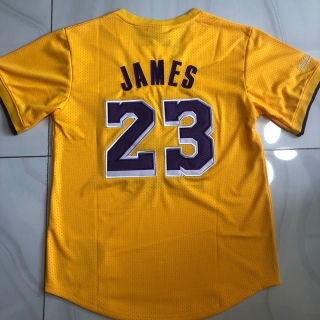 Los Angeles Lakers #23 James NBA Authentic Sleeve Yellow Jersey(XS-XXL) 125455