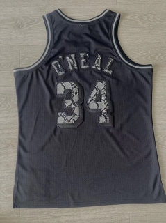Los Angeles Lakers #34 Shaquille ONeal 1996-97 NBA Leather Snakeskin Jersey 125467