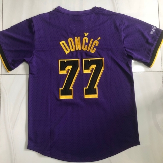 Los Angeles Lakers #77 Doncic NBA Authentic Purple Sleeve Jersey 125473