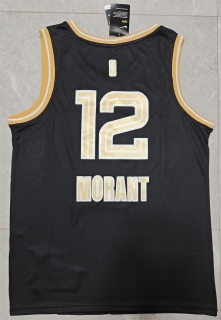 Memphis Grizzlies #12 Morant 24-25 NBA Black Gold Jersey 125485