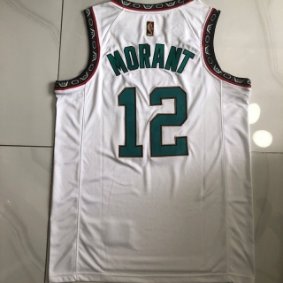 Memphis Grizzlies #12 Morant 24-25 NBA Retro Authentic White Jersey 125487