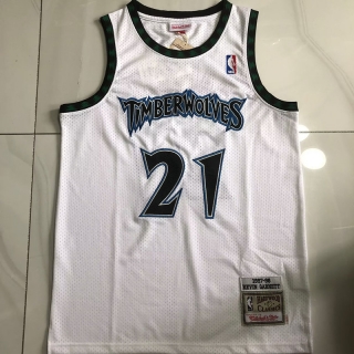 Minnesota Timberwolves #21 Garnett NBA Authentic White Black Jersey 125501