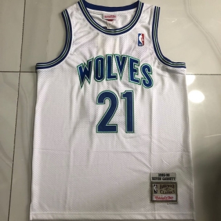 Minnesota Timberwolves #21 Garnett NBA Authentic White Blue Jersey 125502