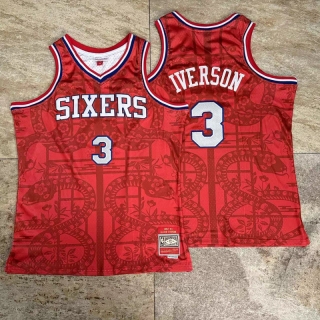 Philadelphia 76ers #3 Iverson NBA Snake Authentic Red Jersey 125525
