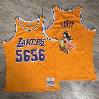 Piece x Lakers #5656 LUFFY One Authentic Yellow Jersey 125530