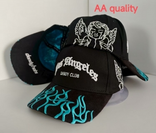 Dandy Hats Los Angeles Dandy Club Curved Snapback Caps Featuring A White Angel Graphic and Blue Flames On the Brim 128295
