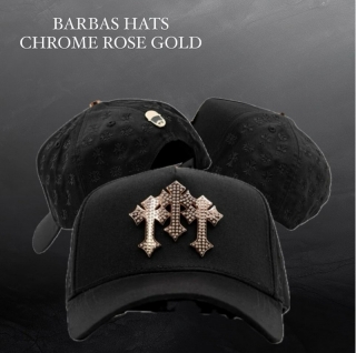 Chrome Rose Gold Barbas Curved Snapback Hats 128352