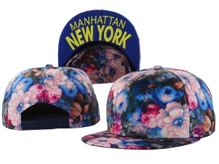 Manhattan NEW YORK Floral Snapback Hats Flat Brim 12456
