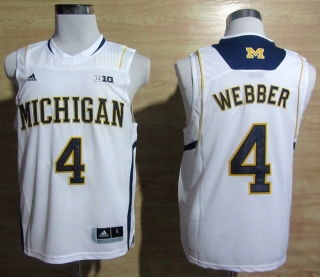Michigan Wolverines Chirs Webber #4 White NCAA Basketball Jersey