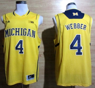 Michigan Wolverines Chirs Webber #4 Yellow NCAA Basketball Jersey
