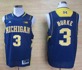 Michigan Wolverines Trey Burke #3 Navy NCAA Basketball Jersey