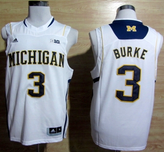 Michigan Wolverines Trey Burke #3 White NCAA Basketball Jersey