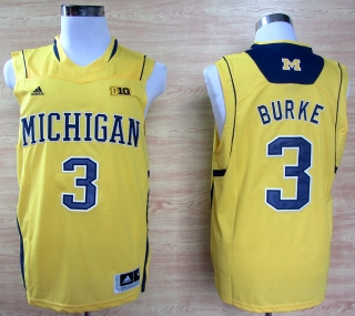 Michigan Wolverines Trey Burke #3 Yellow NCAA Basketball Jersey