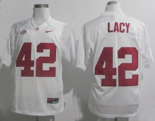 Alabama Crimson Tide Eddie Lacy #42 White 2012 SEC Patch NCAA Football Jersey