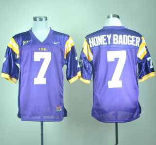 LSU Tigers Honey Badger #7 Purple Mathieu NCAA Football Jersey