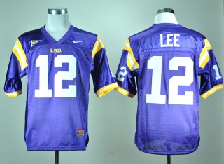 LSU Tigers Jarrett Lee #12 Purple NCAA Football Jersey