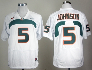 Miami Hurricanes Andre Johnson #5 White NCAA Football Jersey