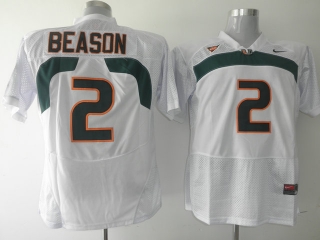 Miami Hurricanes Jon Beason #2 White NCAA Football Jersey