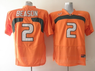 Miami Hurricanes Jon Beason #2 Orange NCAA Football Jersey
