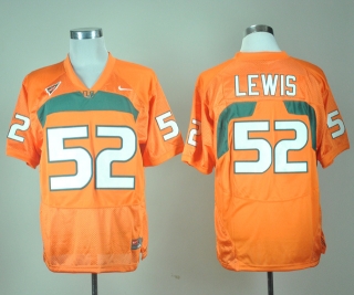 Miami Hurricanes Ray Lewis #52 Orange NCAA Football Jersey