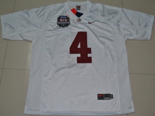 Nike Alabama Crimson Tide Mark Barron 4 White 2012 BCS Patch College Football Jersey