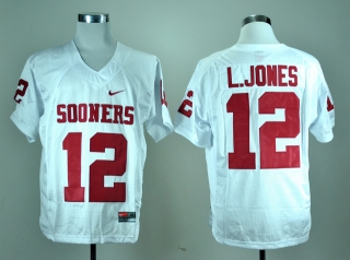 Oklahoma Sooners Landy Jones #12 White NCAA Football Jersey