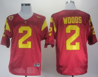 USC Trojans Robert Woods #2 Red Pac-#12 Patch NCAA Football Jersey