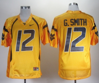 West Virginia Mountaineers Geno Smith #12 Gold NCAA Football Jersey