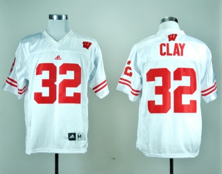 Wisconsin Badgers John Clay #32 White NCAA Football Jersey