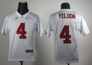 Youth TJ Yeldon #4 White #2012 SEC Patch NCAA Jersey