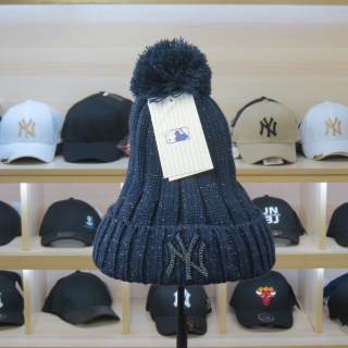 MLB New York Yankees Cotton Mixed With Silver Knitted Beanie Hats 53499