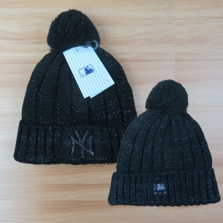 MLB New York Yankees Cotton Mixed With Silver Knitted Beanie Hats 53501