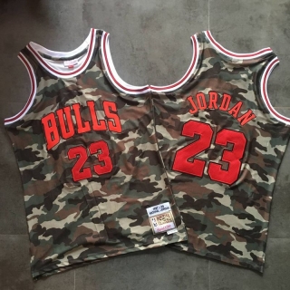 Chicago Bulls 23# Jordan Camouflage Mitchell&Ness Vintage NBA Dense Embroidery Jersey 97521