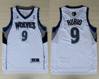 Vintage NBA MInnesota Timberwolves #9 Ricky Rubio Revolution 30 Swingman Home(White) Adidas Jersey 98322