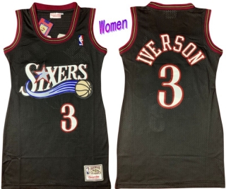 Vintage NBA Philadelphia 76ers #3 Iverson SW Women Jersey 98897