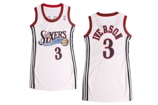 Vintage NBA Philadelphia 76ers #3 Iverson Women Jersey 98898