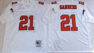 Vintage NFL Atlanta Falcons #21 SANDERS White Retro Jersey 98910