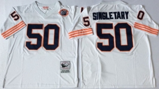 Vintage NFL Chicago Bears White #50 SINGLETARY Retro Jersey 98945