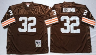 Vintage NFL Cleveland Browns #32 Coffee BROWN Retro Jersey 98962