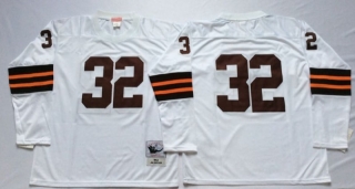 Vintage NFL Cleveland Browns 32 White BROWN Retro Jersey 98965