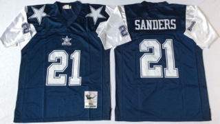 Vintage NFL Dallas Cowboys Blue #21 SANDERS Retro Jersey 98968