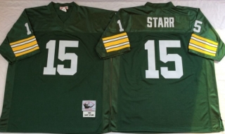Vintage NFL Green Bay Packers Green #15 STARR Retro Jersey 99007