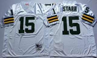 Vintage NFL Green Bay Packers White #15 STARR Retro Jersey 99015