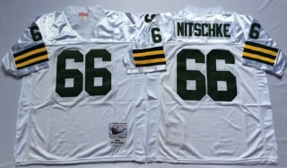 Vintage NFL Green Bay Packers White #66 NITSCHKE Retro Jersey 99019
