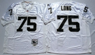 Vintage NFL Oakland Raiders White #75 LONG Retro Jersey 99104